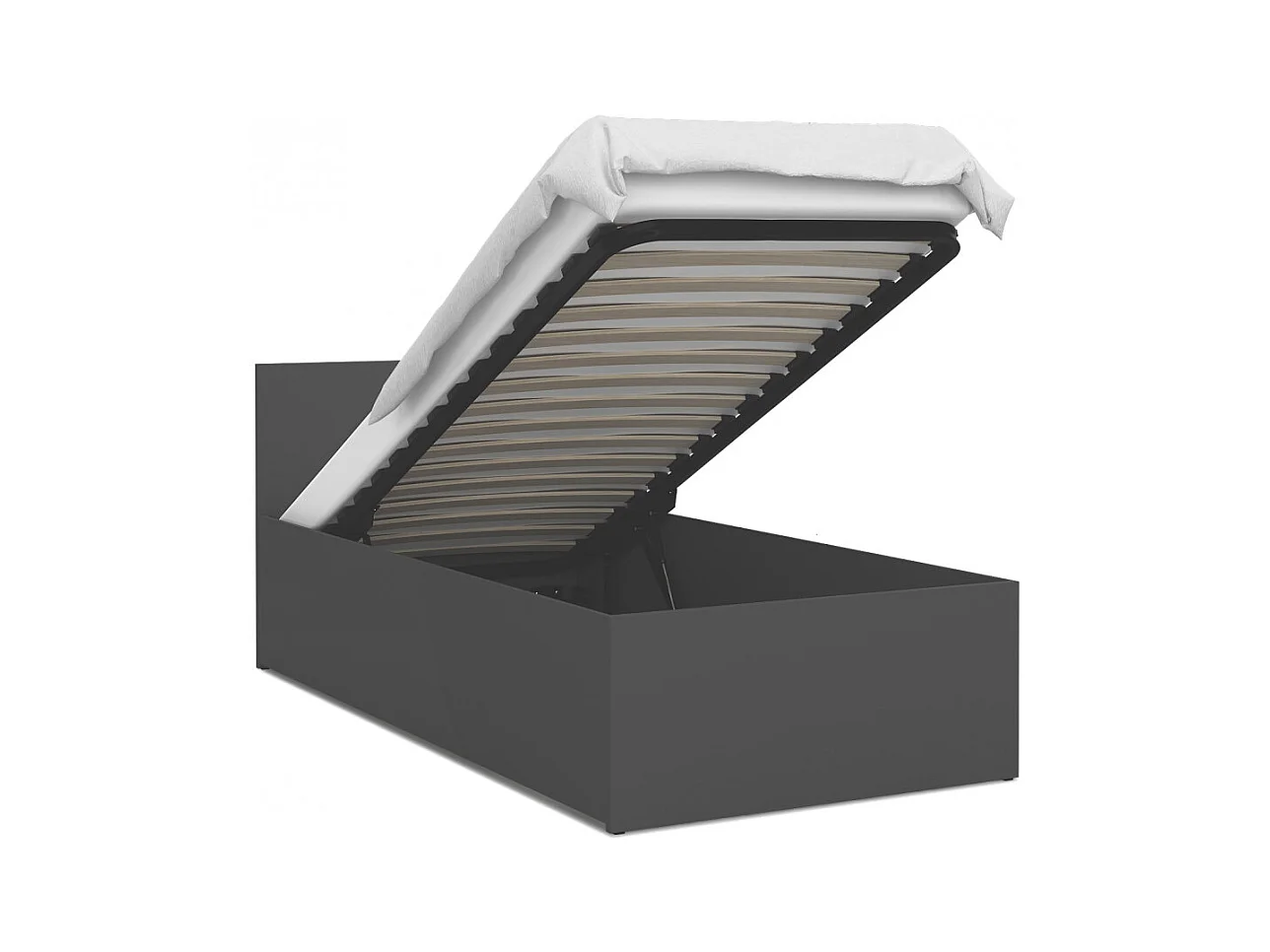 Lit coffre Panama 90x200  - Sommier inclus Gris