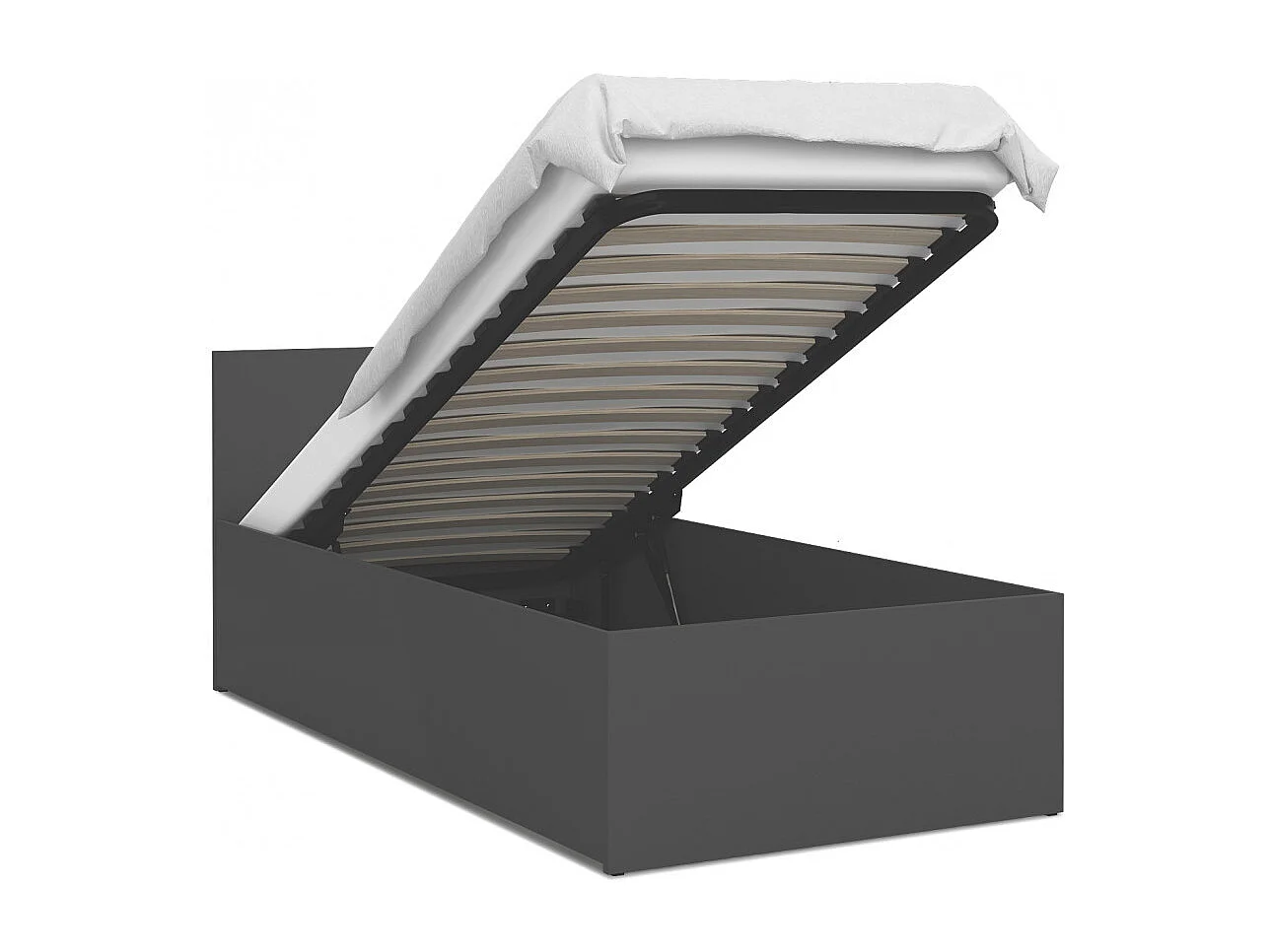 Lit coffre Panama 90x200  - Sommier inclus Gris