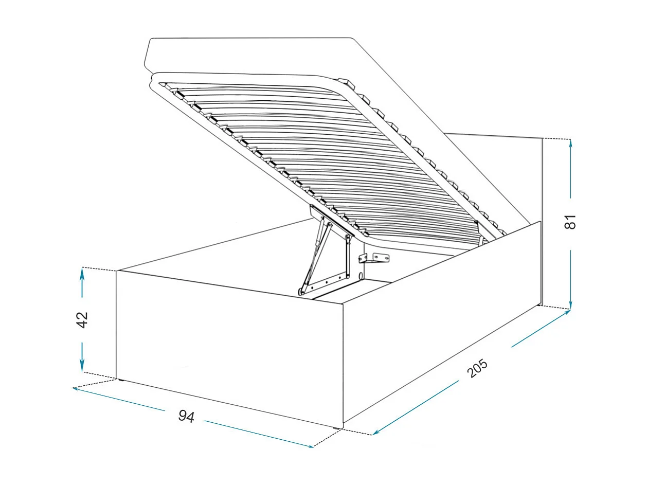 Lit coffre Panama 90x200  - Sommier inclus Gris