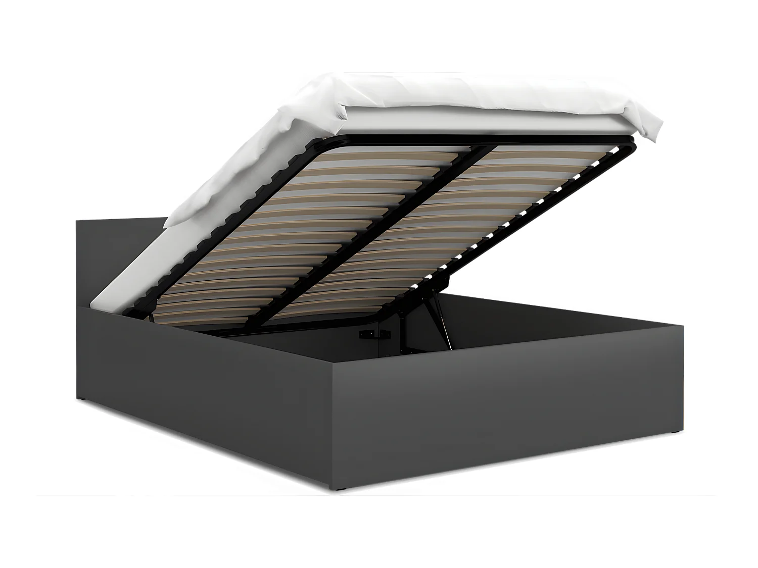 Lit Panama 140x200 + coffre - Sommier inclus Gris