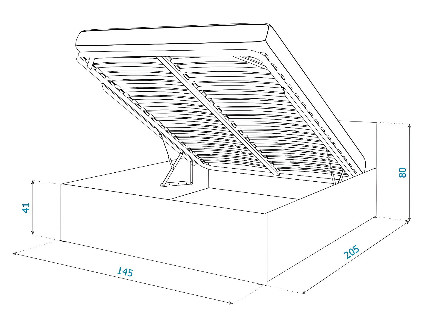 Lit Panama 140x200 + coffre - Sommier inclus Gris