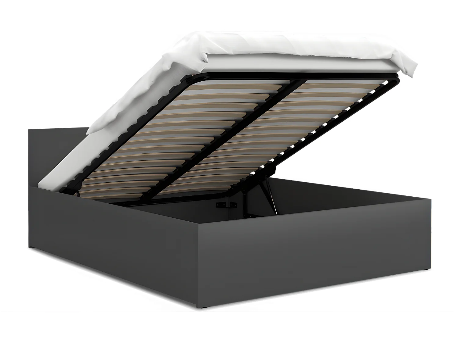 Lit Panama 140x200 + coffre - Sommier inclus Gris