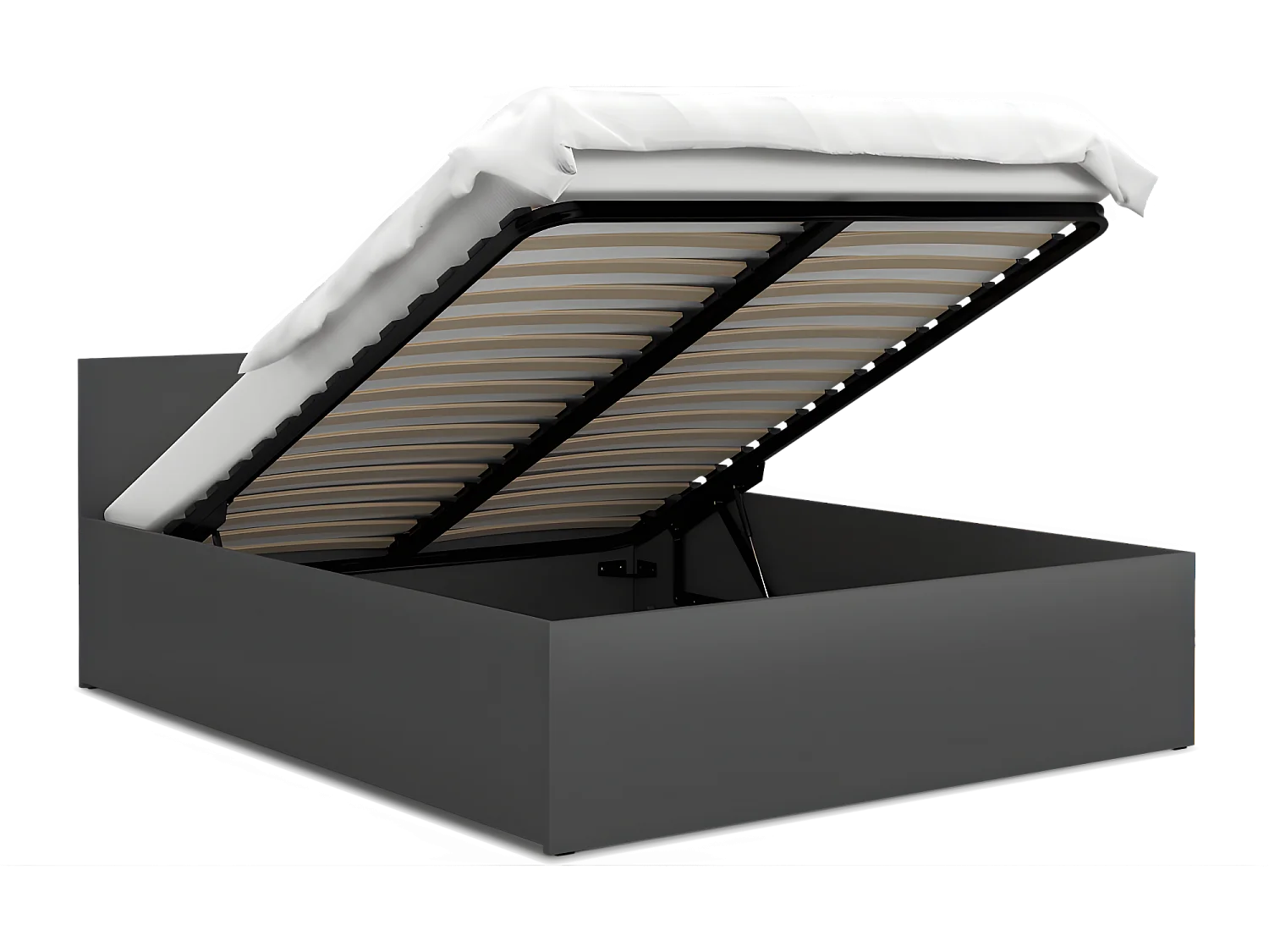 Lit Panama 140x200 + coffre - Sommier inclus Gris