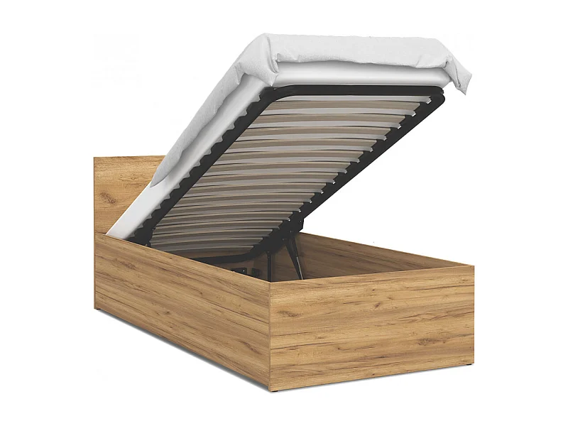 Lit coffre Panama 90x200  - Sommier inclus Chêne