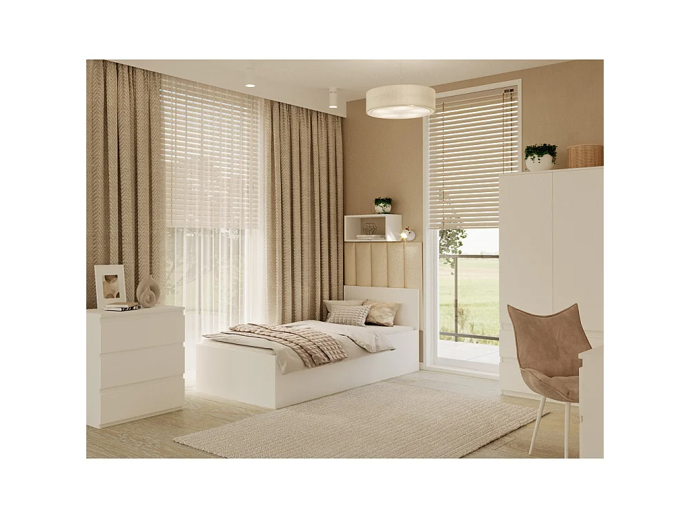 Lit coffre Panama 90x200  - Sommier inclus Blanc