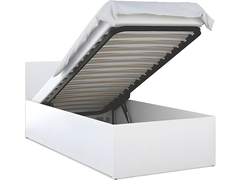 Lit coffre Panama 90x200  - Sommier inclus Blanc