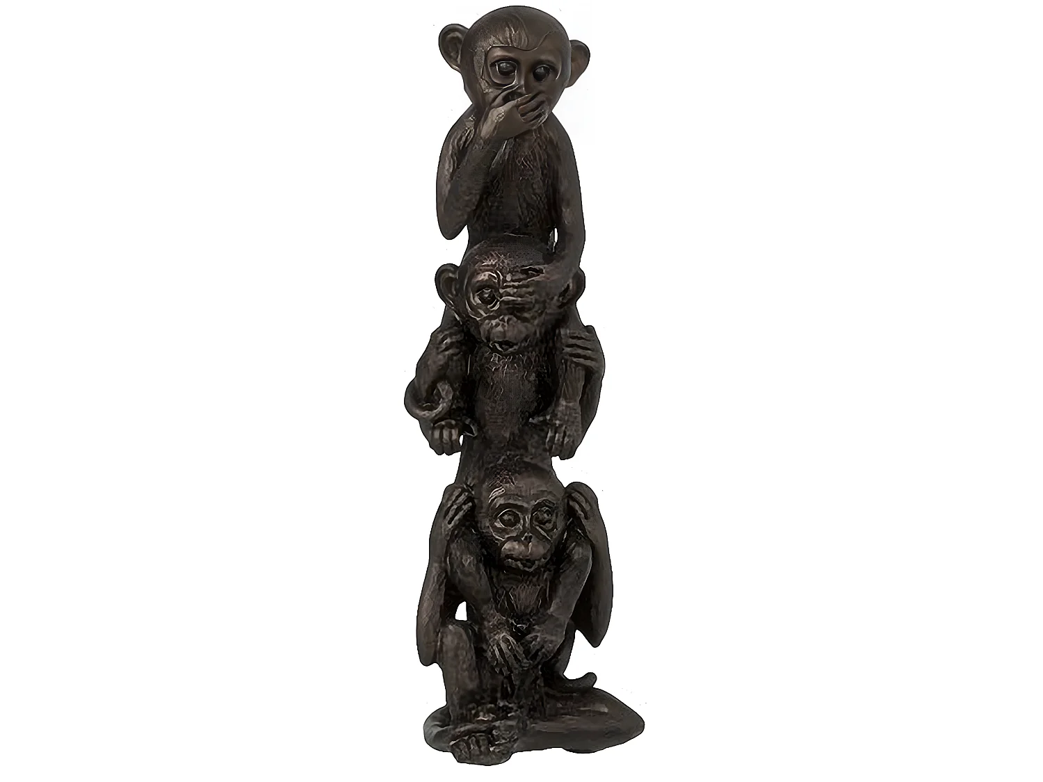 Statuette Déco "Singe l'Un sur l'Autre" 33cm Marron