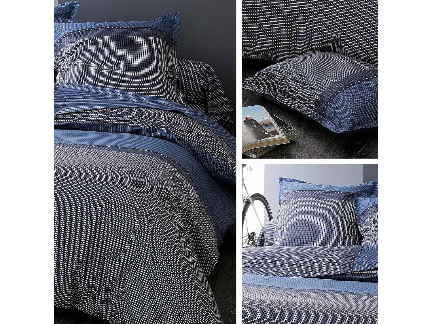 Drap housse imprimé 80x200 cm bonnet 30 cm satin de coton ENZO bleu