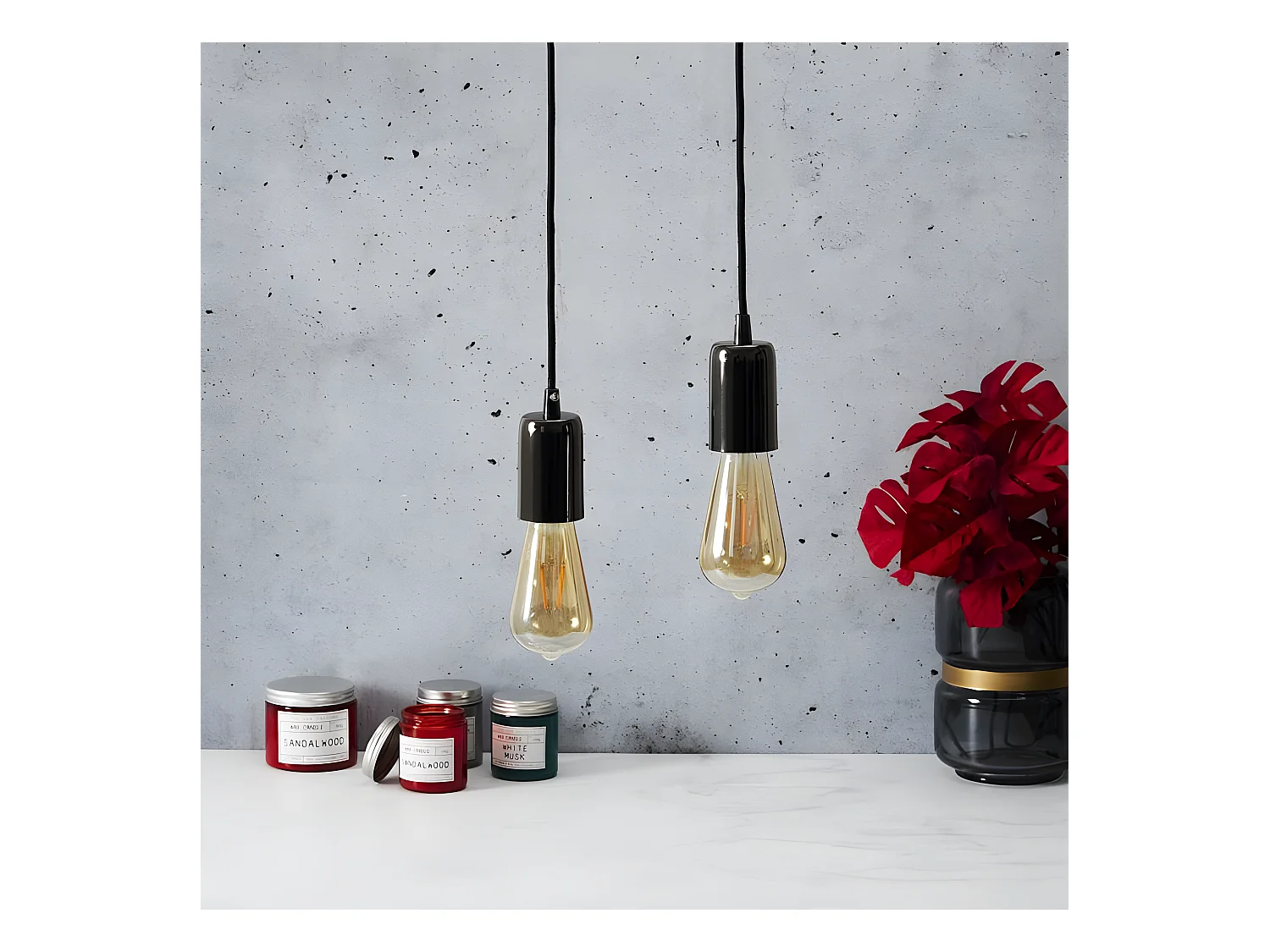 Lampe Suspension Déco "Vintage" 9cm Noir