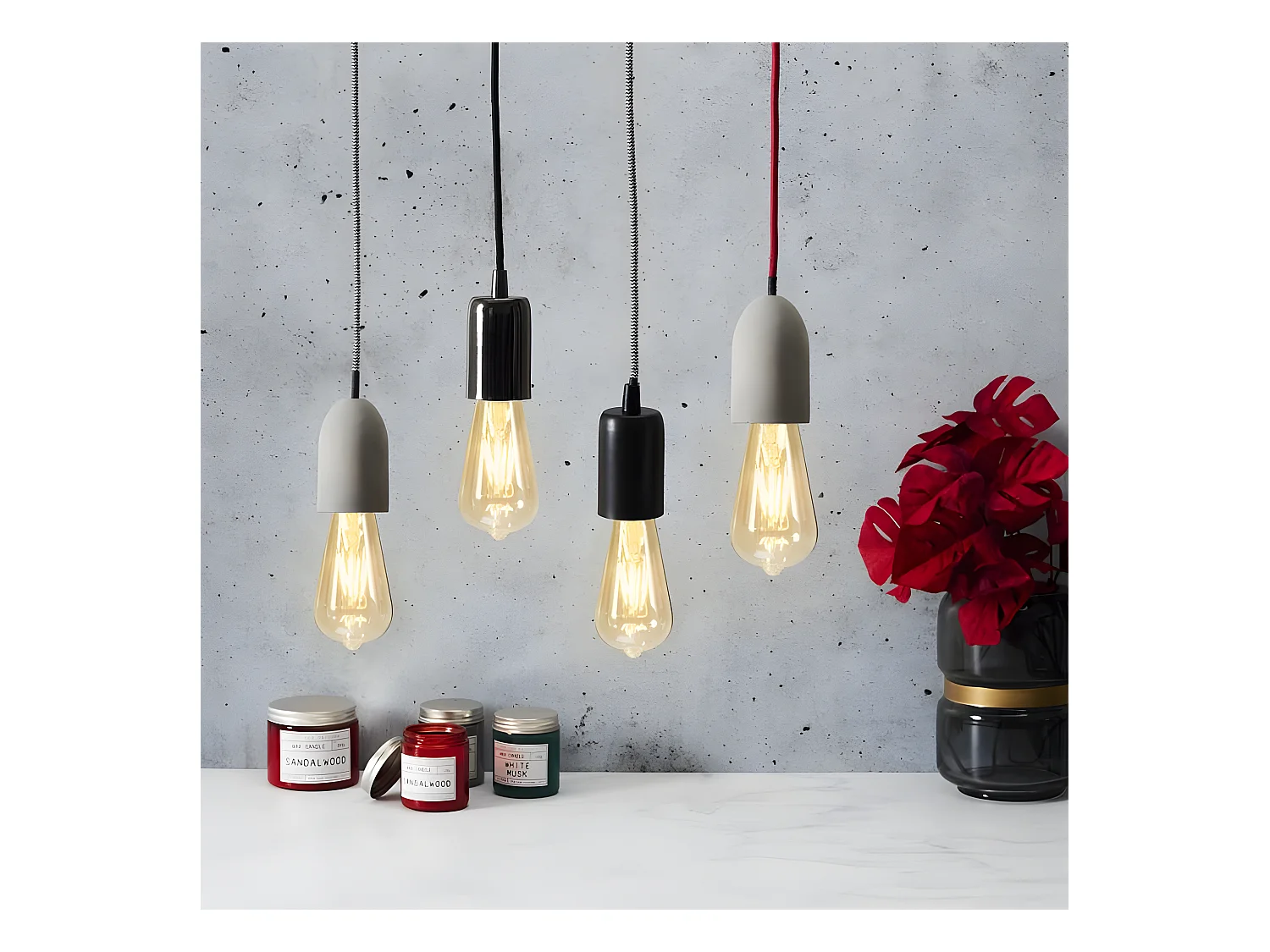 Lampe Suspension Déco "Vintage" 9cm Noir