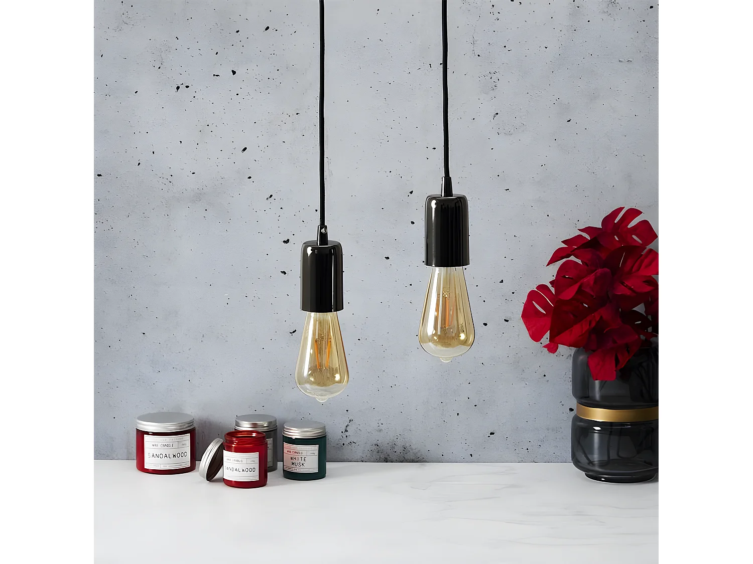 Lampe Suspension Déco "Vintage" 9cm Noir