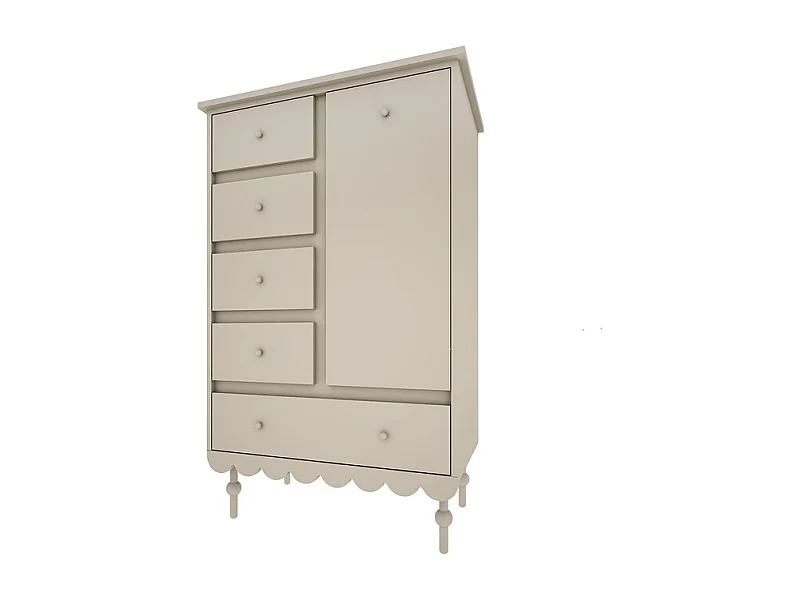 Commode 5 tiroirs 1 porte Babushka Olive