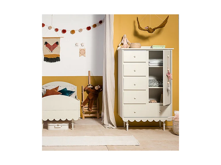 Commode 5 tiroirs 1 porte Babushka Olive