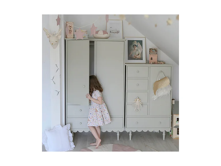 Commode 5 tiroirs 1 porte Babushka Olive