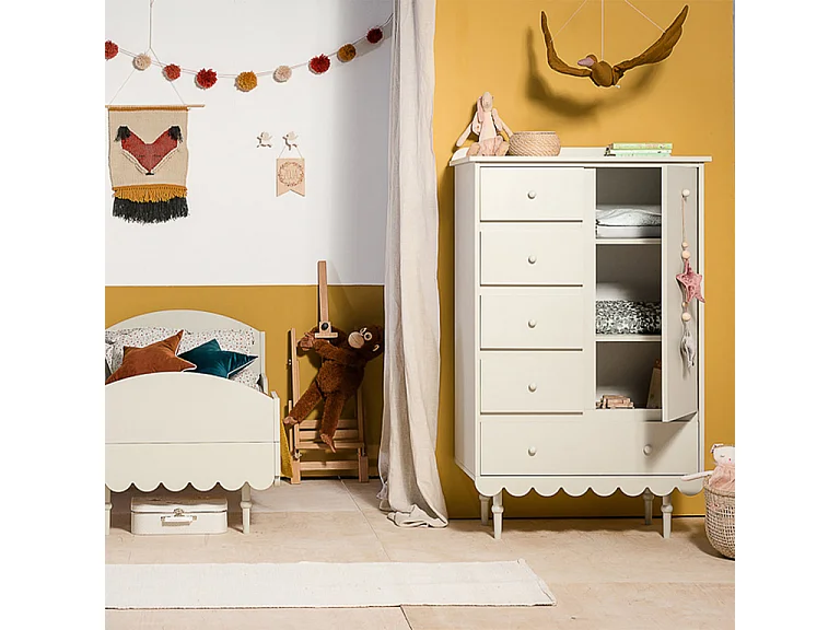 Commode 5 tiroirs 1 porte Babushka Olive