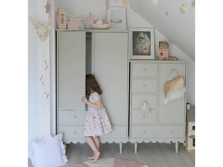 Commode 5 tiroirs 1 porte Babushka Olive