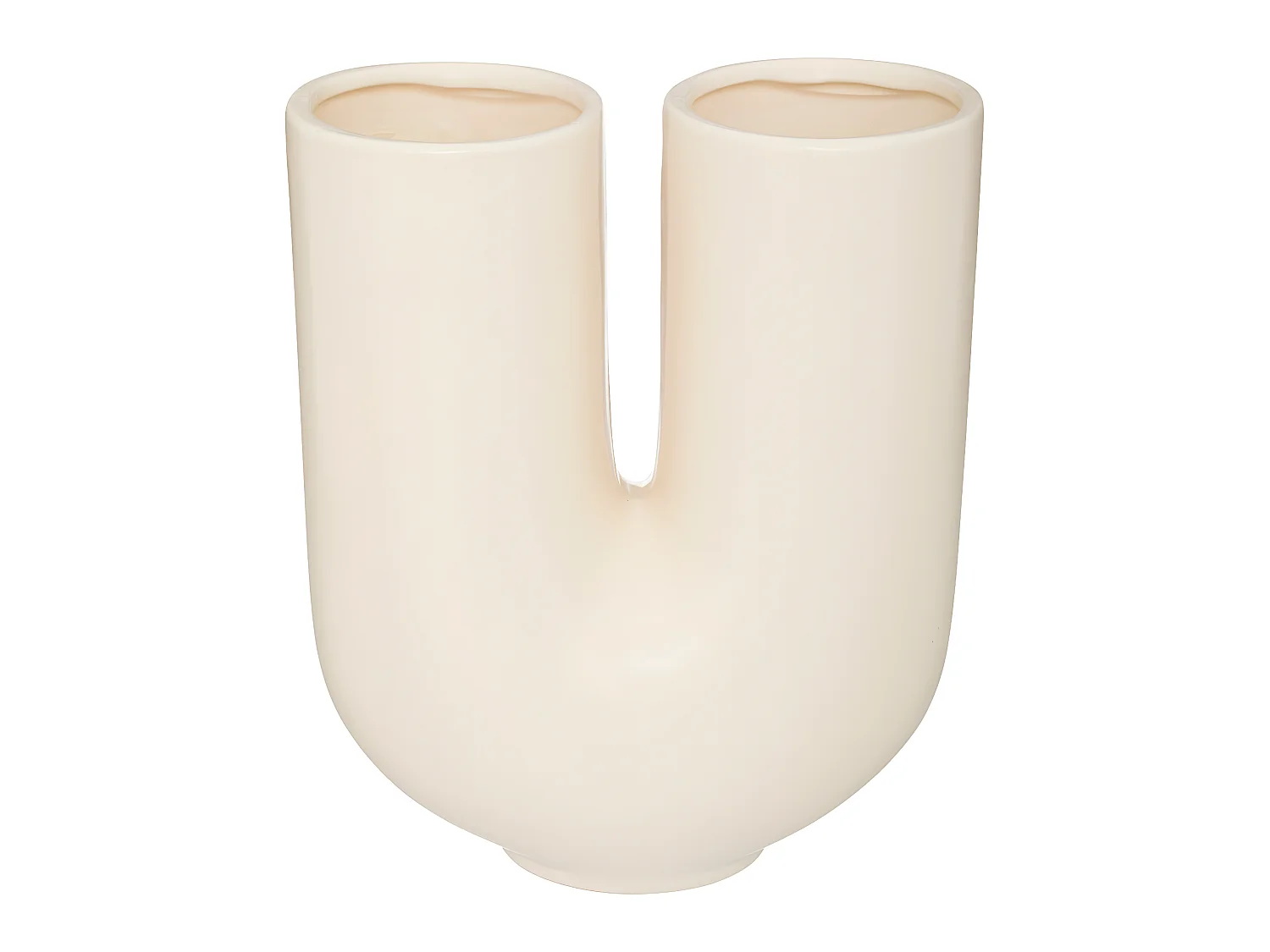 Vase U en Céramique Blanc Chaud H 25 cm