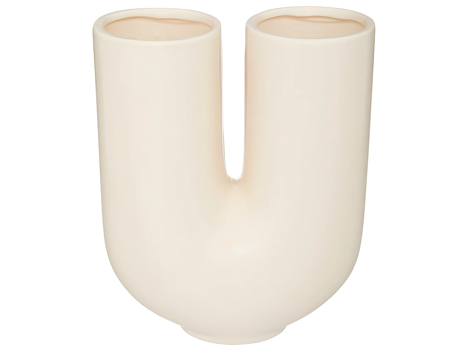 Vase U en Céramique Blanc Chaud H 25 cm