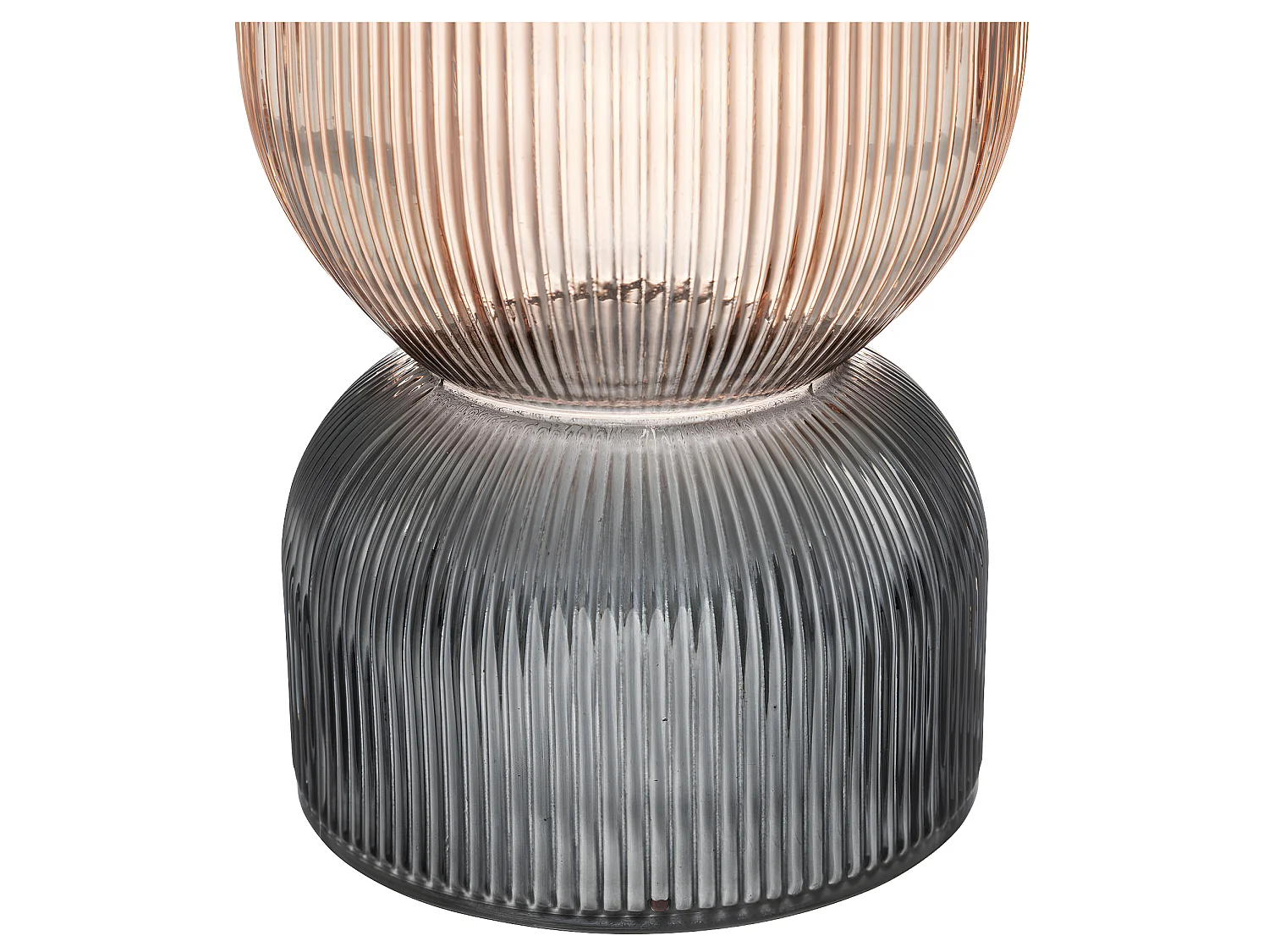 Vase Bicolore Rose et Gris en Verre trempé strié  H 24.5 cm