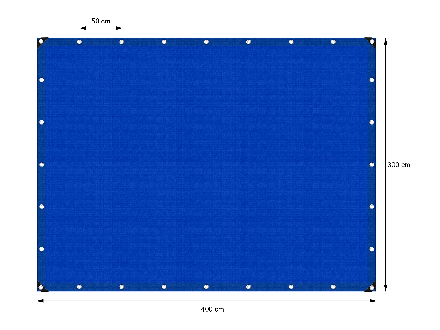 Funda impermeable de PE con ojales 3 x 4 m 180 g/m² azul ECD Germany
