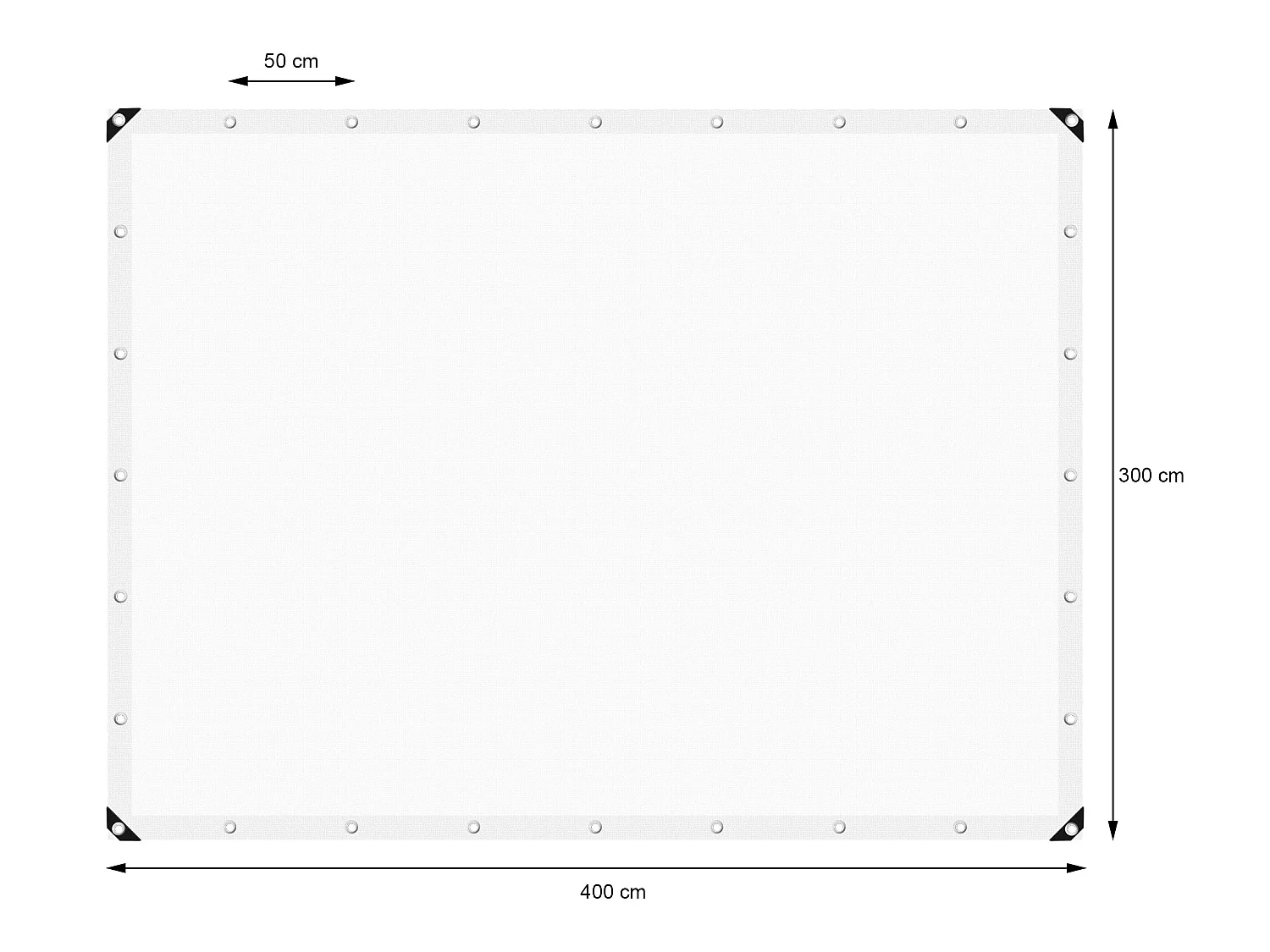 Funda impermeable de PE con ojales 3x4 m 180 g/m² blanco ECD Germany
