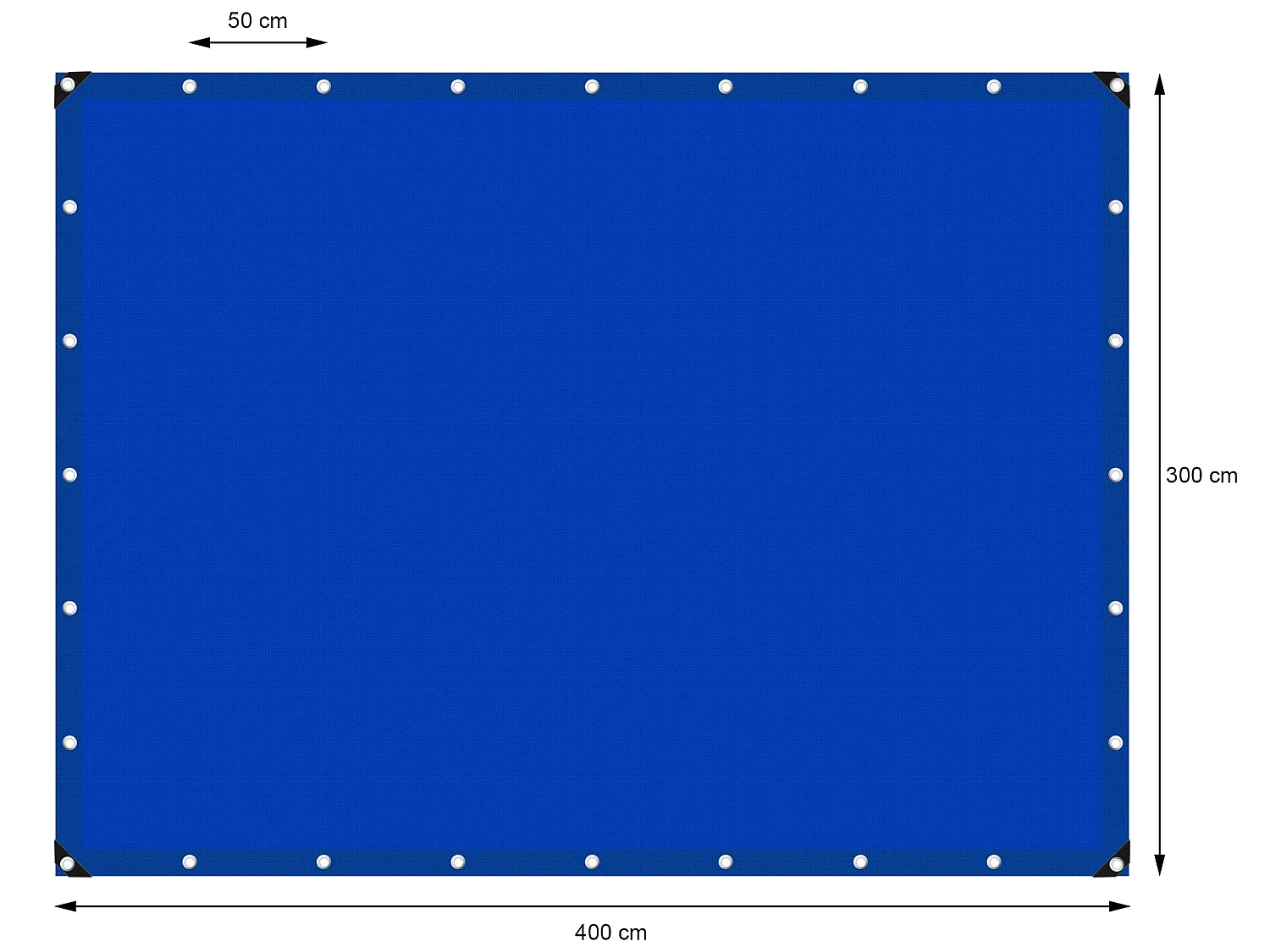 Funda impermeable de PE con ojales 3x4 m 260 g/m² azul ECD Germany