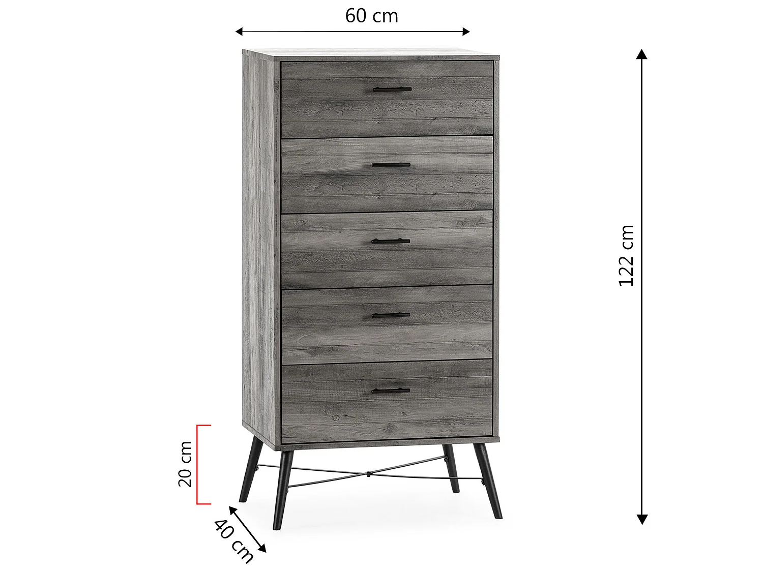 Sinfonier Clavel 5 tiroirs Couleur Rustique