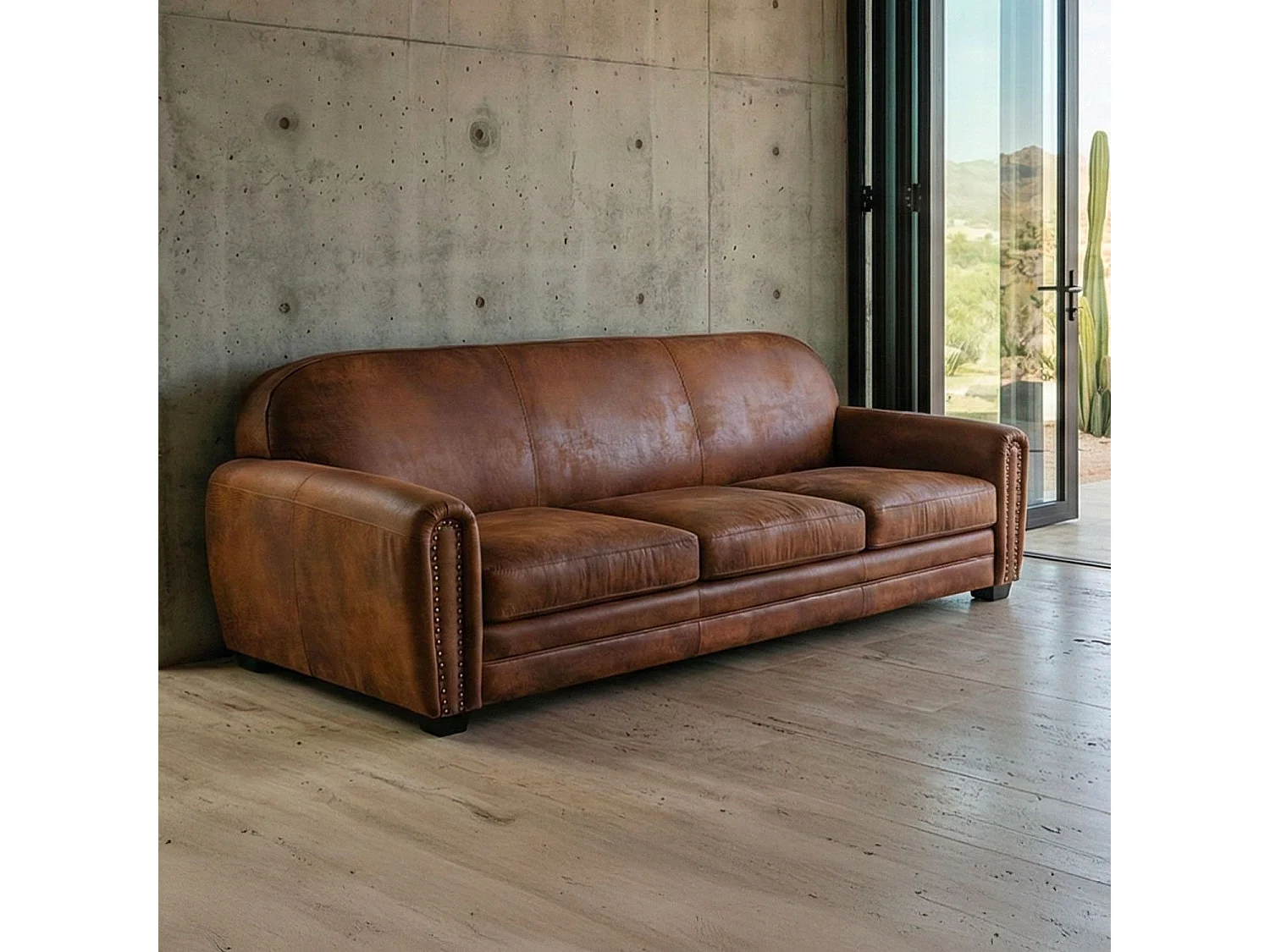 Canapé Club Vintage "Balista" 195cm Marron