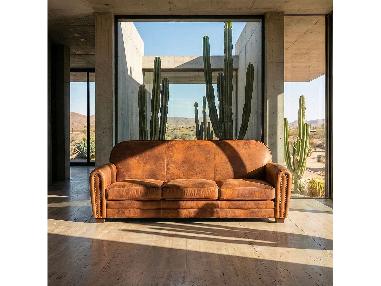 Canapé Club Vintage "Balista" 195cm Marron