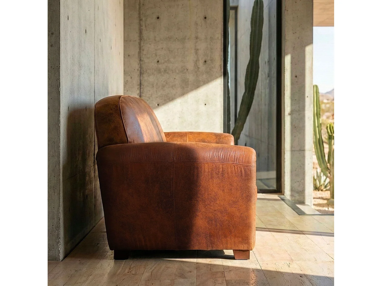 Canapé Club Vintage "Balista" 195cm Marron