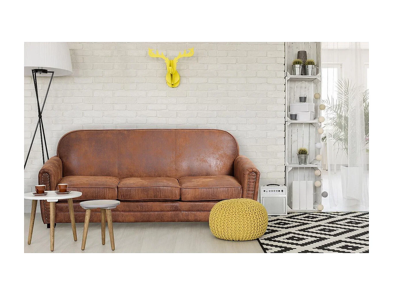 Canapé Club Vintage "Balista" 195cm Marron