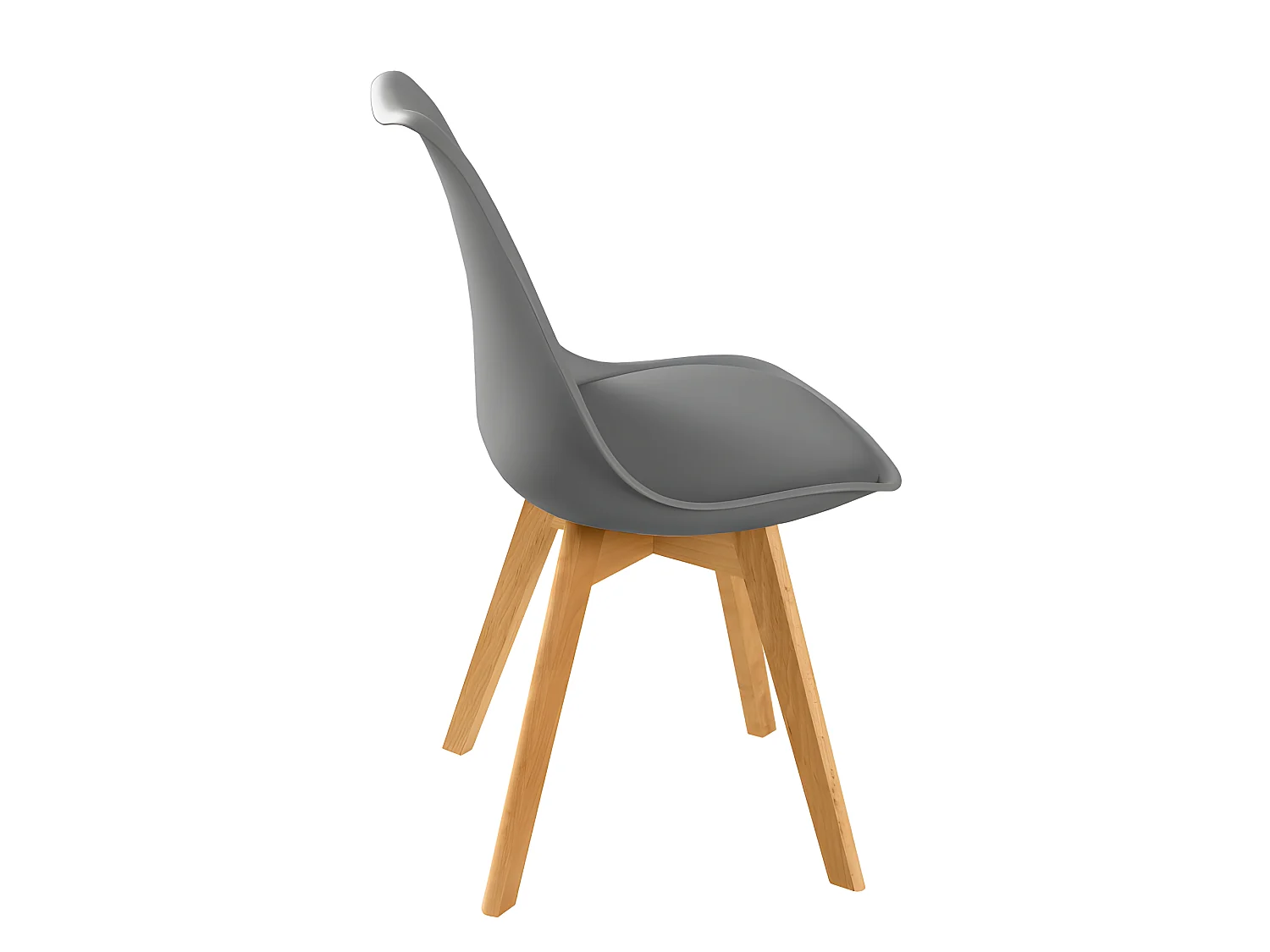 Lot 4 chaises grises pieds bois style scandinave - LIDY