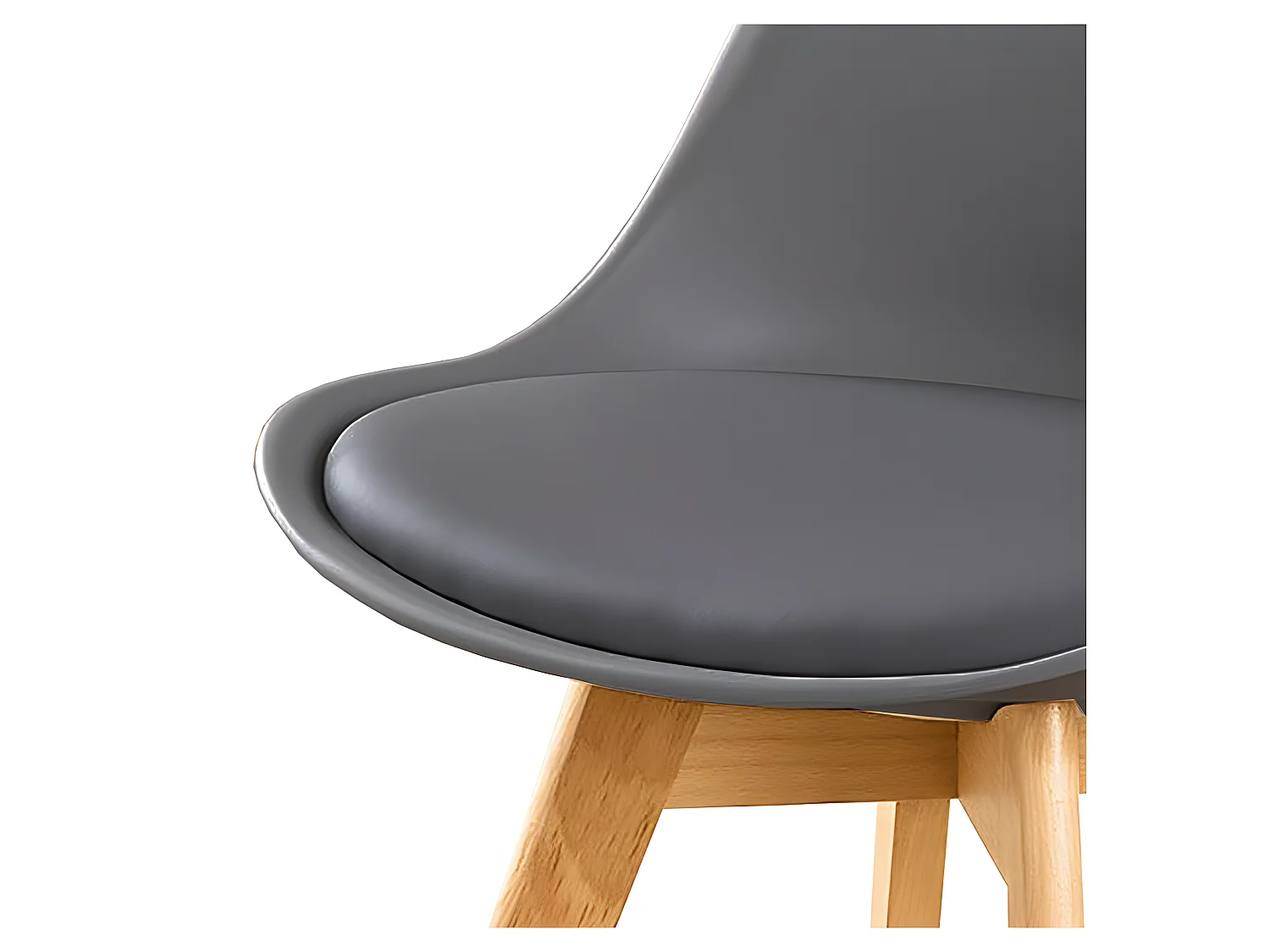 Lot 4 chaises grises pieds bois style scandinave - LIDY