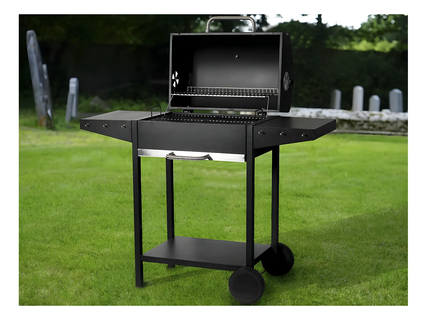 Barbacoa de carbón "Bizon" - 119 x 50 x 101 cm - Negro