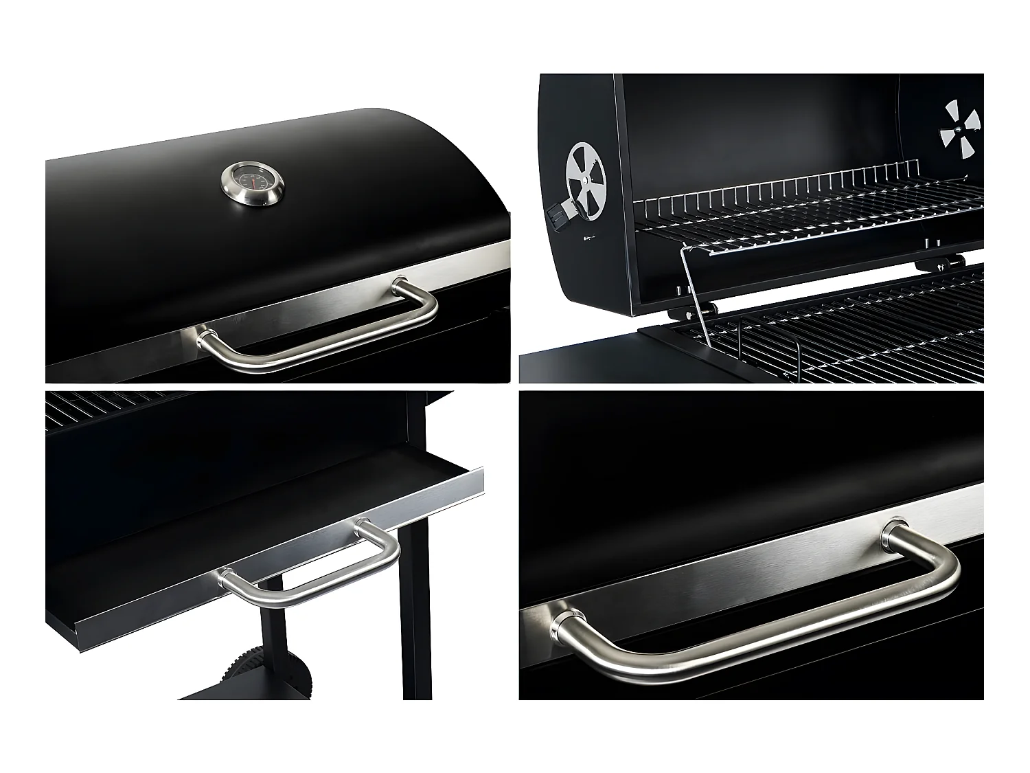 Barbacoa de carbón "Bizon" - 119 x 50 x 101 cm - Negro