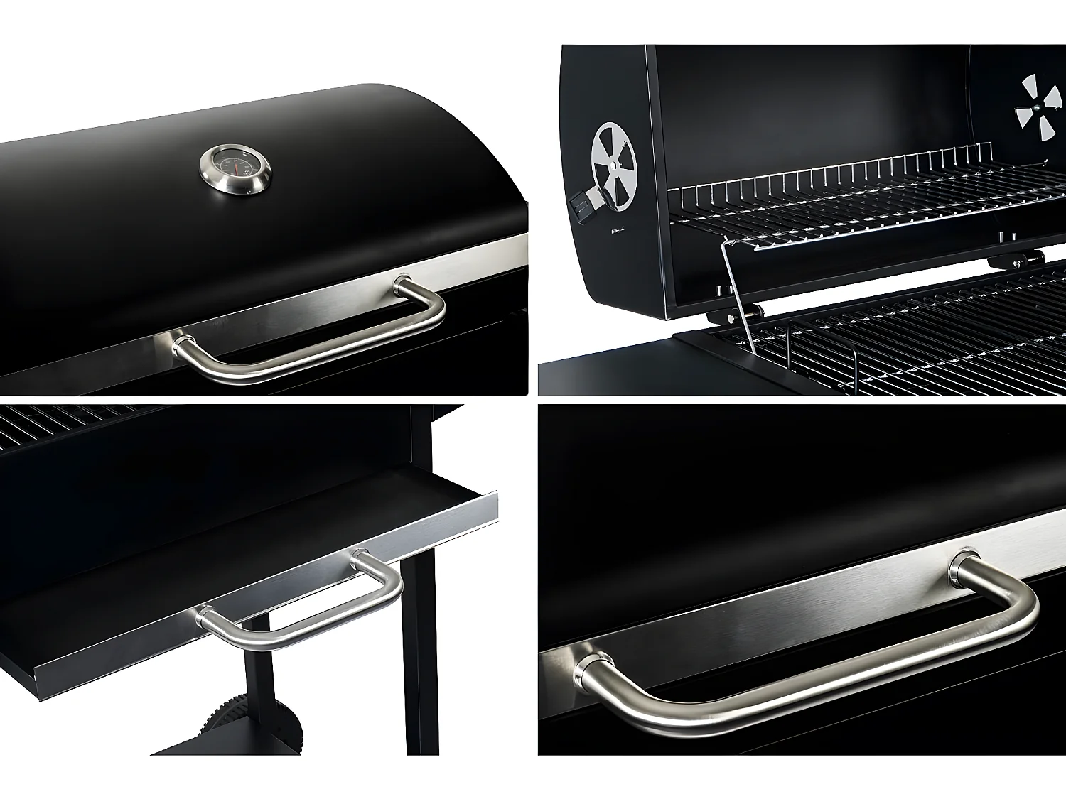Barbecue charbon de bois "Bizon" - 119 x 50 x 101 cm - Noir