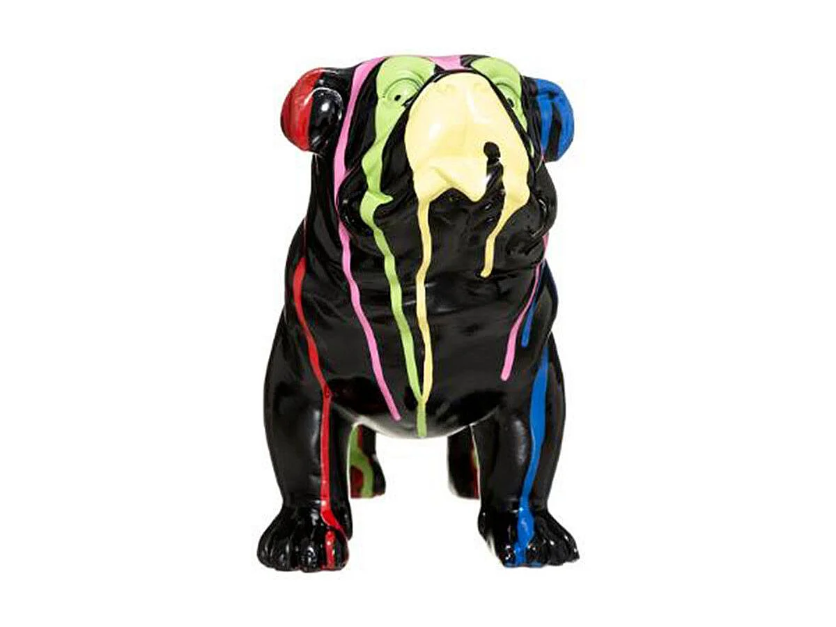 Statuette Déco "Chien Peint" 25cm Noir