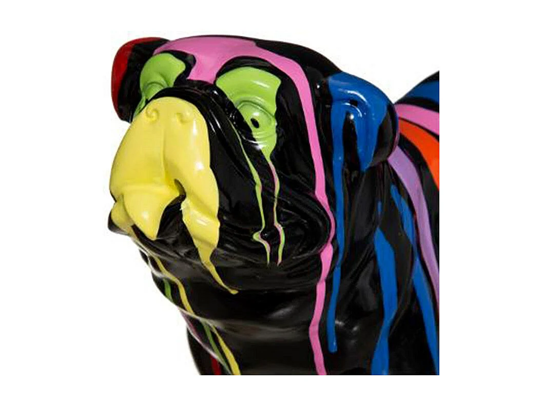 Statuette Déco "Chien Peint" 25cm Noir