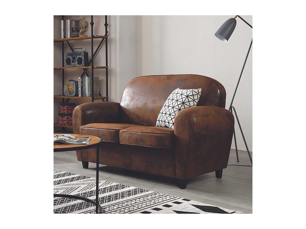 Canapé Club Vintage "Confortable" 139cm Marron