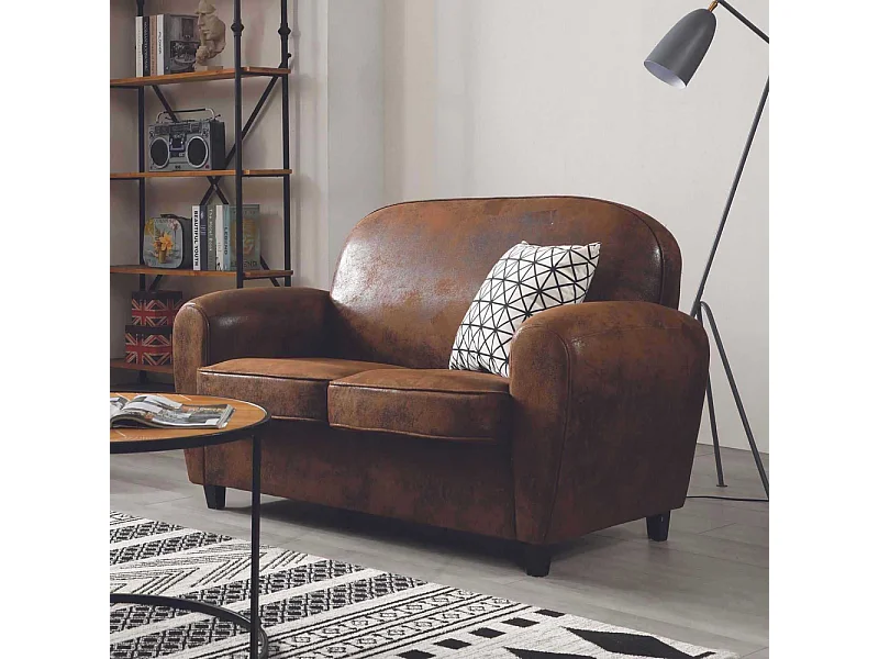 Canapé Club Vintage "Confortable" 139cm Marron