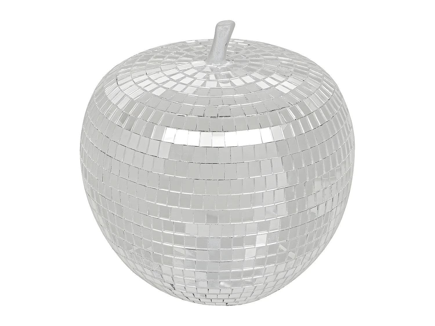 Pomme décorative en Verre argenté miroir style Disco D. 19,5 x H. 19,8 cm
