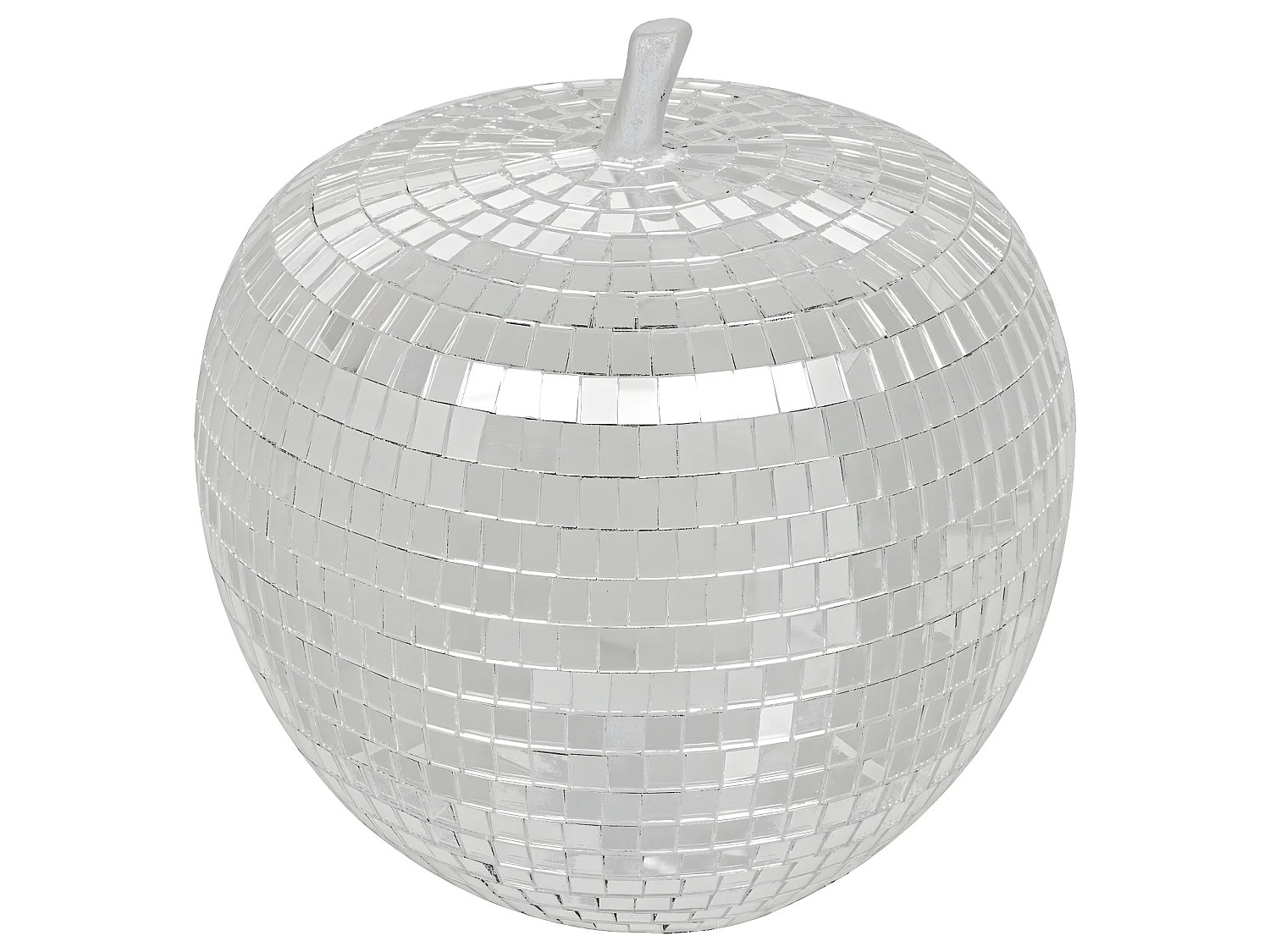 Pomme décorative en Verre argenté miroir style Disco D. 19,5 x H. 19,8 cm
