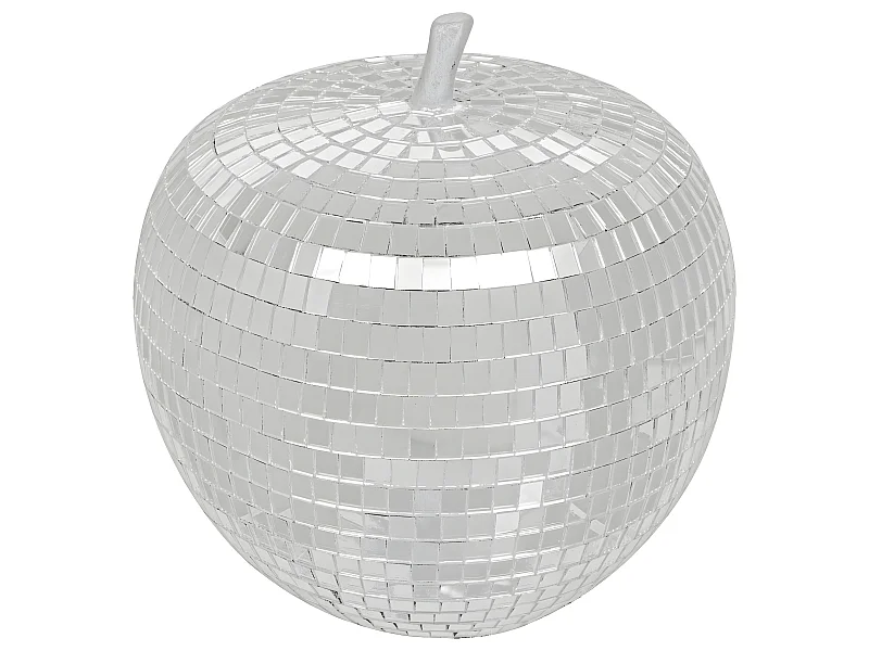Pomme décorative en Verre argenté miroir style Disco D. 19,5 x H. 19,8 cm