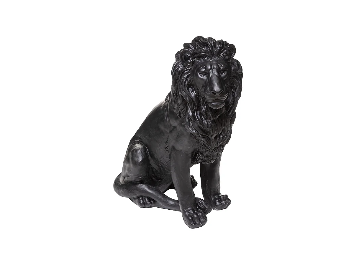 Statuette Déco "Lion en Résine" 80cm Noir