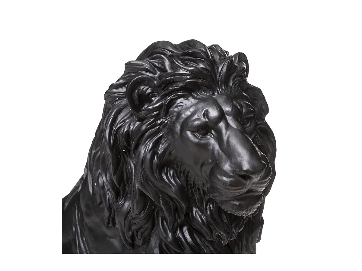 Statuette Déco "Lion en Résine" 80cm Noir