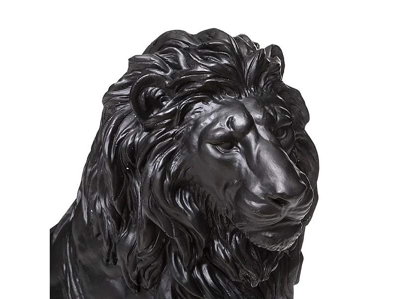 Statuette Déco "Lion en Résine" 80cm Noir