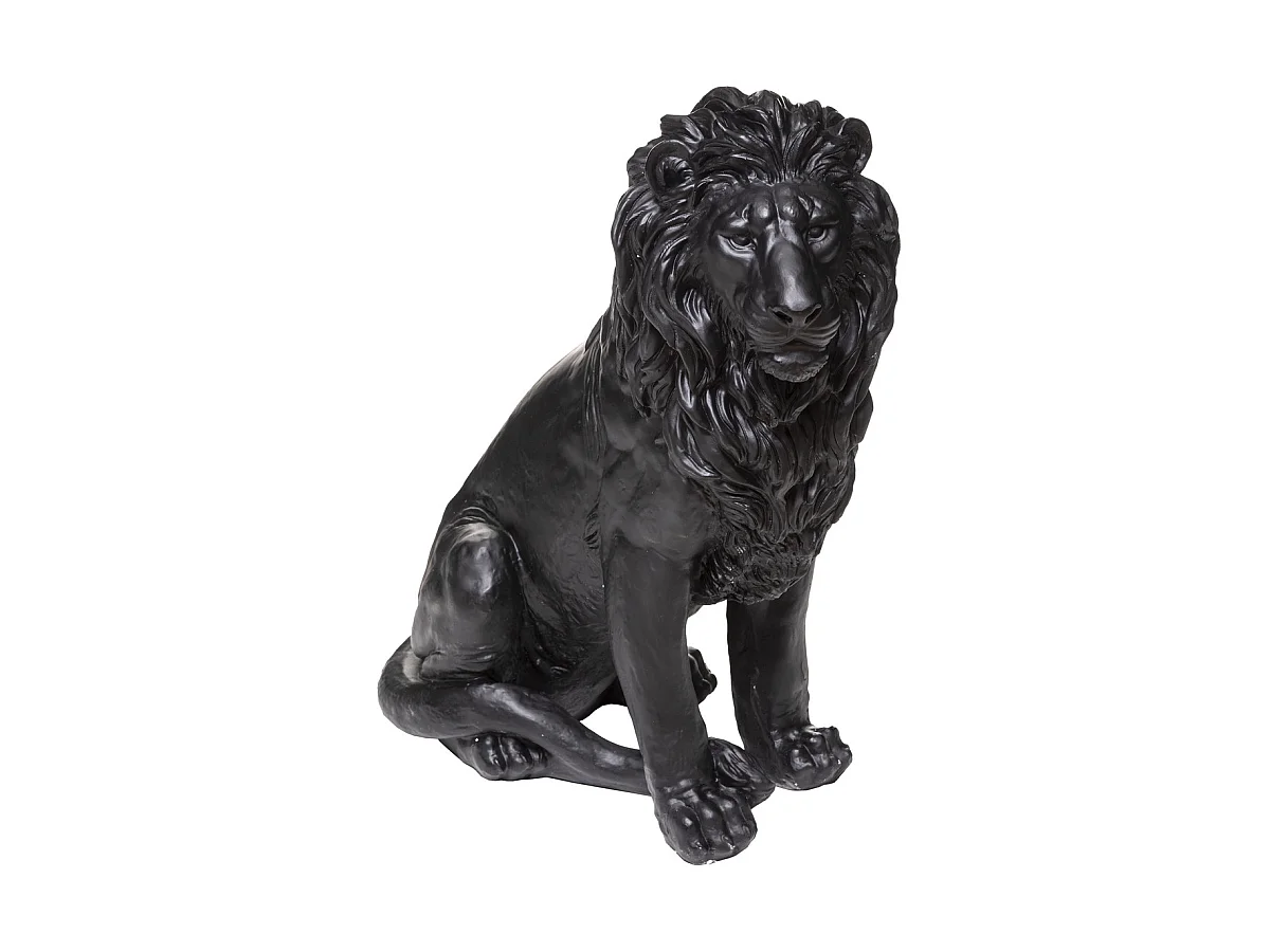 Statuette Déco "Lion en Résine" 80cm Noir