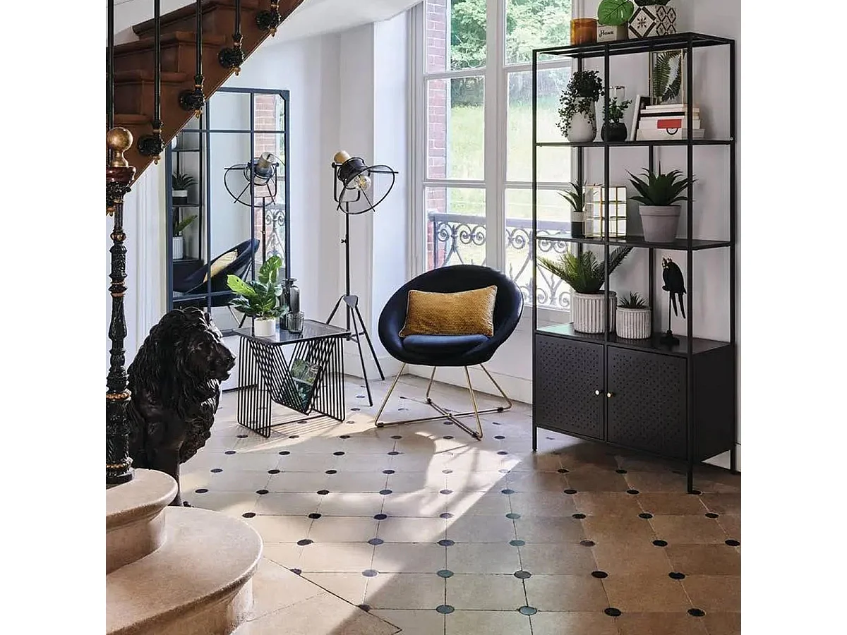 Statuette Déco "Lion en Résine" 80cm Noir