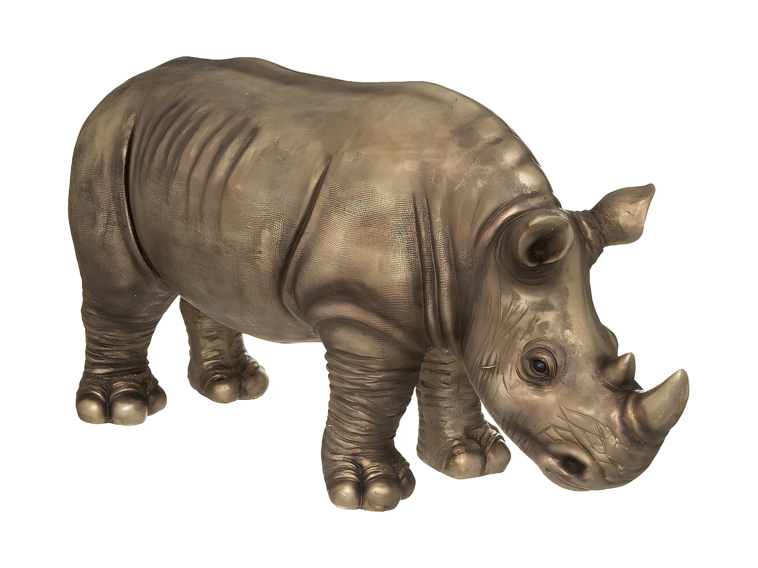 Statuette Déco "Rhinocéros" 86cm Or