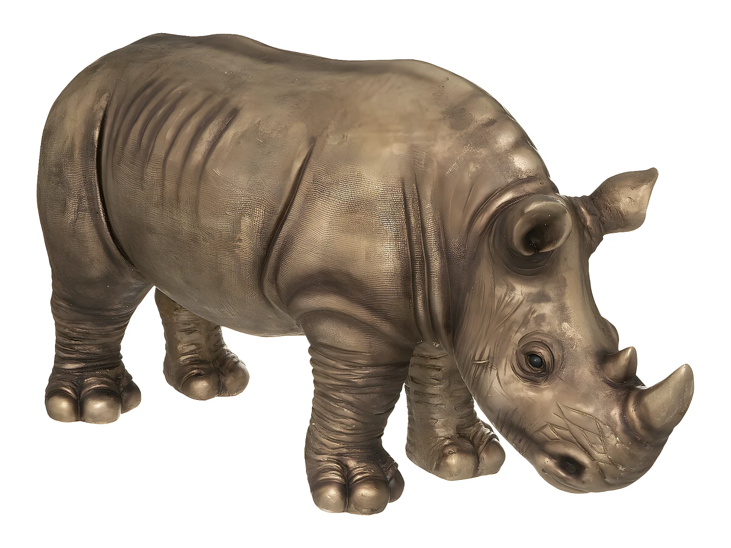 Statuette Déco "Rhinocéros" 86cm Or